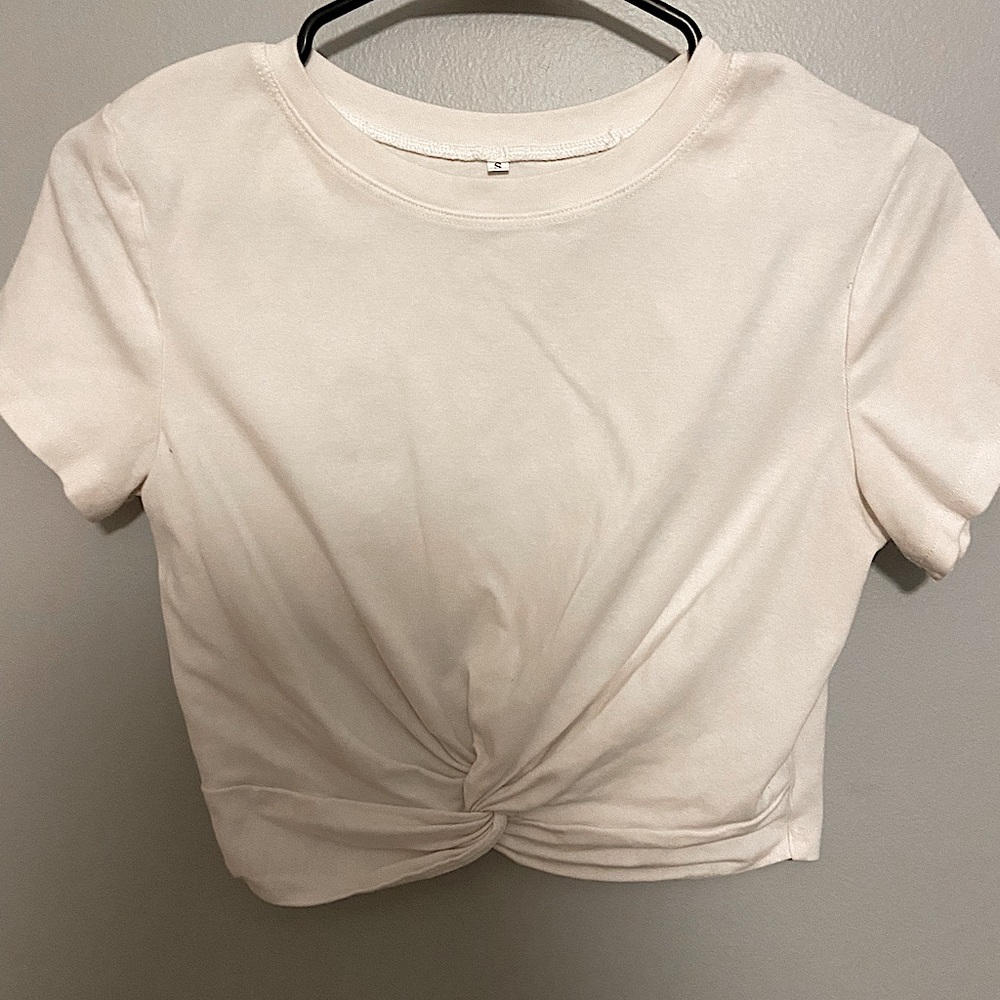 White Cropped Top With Tie